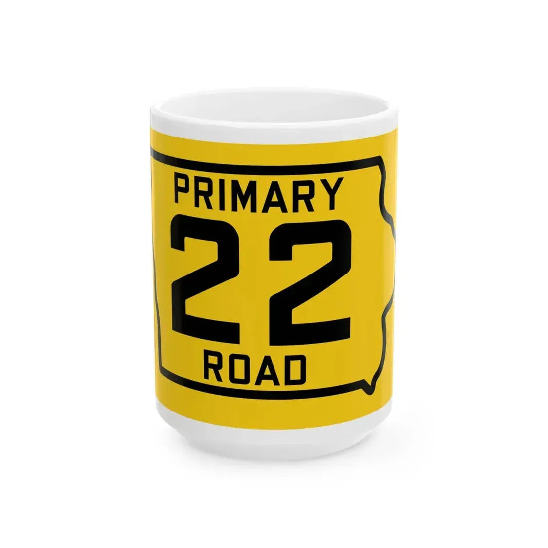 Iowa Primary 22 (Iowa) (Road Sign) White Coffee Mug 15oz - Go Mug Yourself