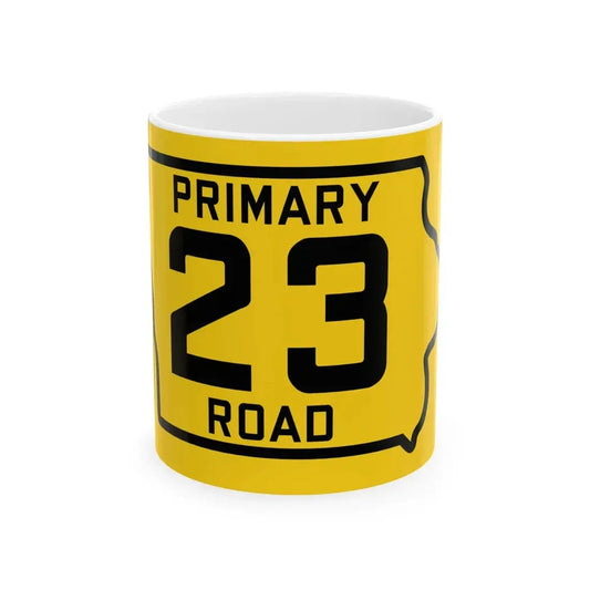 Iowa Primary 23 (Iowa) (Road Sign) White Coffee Mug 11oz - Go Mug Yourself