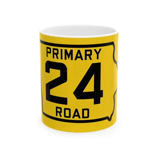 Iowa Primary 24 (Iowa) (Road Sign) White Coffee Mug 11oz - Go Mug Yourself