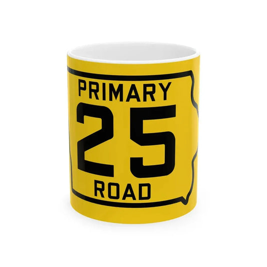 Iowa Primary 25 (Iowa) (Road Sign) White Coffee Mug 11oz - Go Mug Yourself