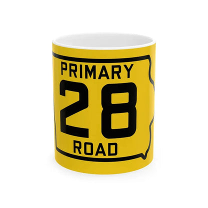 Iowa Primary 28 (Iowa) (Road Sign) White Coffee Mug 11oz - Go Mug Yourself