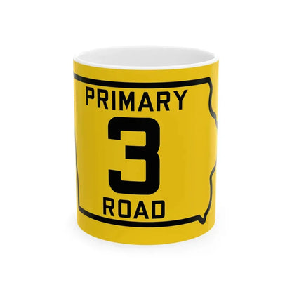 Iowa Primary 3 (Iowa) (Road Sign) White Coffee Mug 11oz - Go Mug Yourself