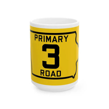 Iowa Primary 3 (Iowa) (Road Sign) White Coffee Mug 15oz - Go Mug Yourself