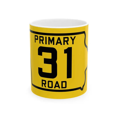 Iowa Primary 31 (Iowa) (Road Sign) White Coffee Mug 11oz - Go Mug Yourself