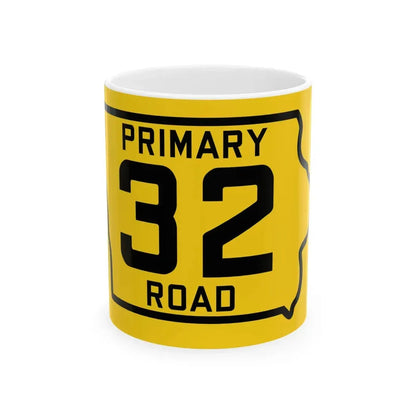 Iowa Primary 32 (Iowa) (Road Sign) White Coffee Mug 11oz - Go Mug Yourself
