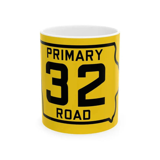Iowa Primary 32 (Iowa) (Road Sign) White Coffee Mug 11oz - Go Mug Yourself