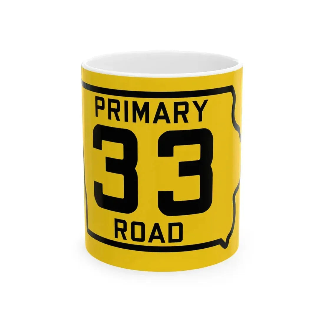 Iowa Primary 33 (Iowa) (Road Sign) White Coffee Mug 11oz - Go Mug Yourself