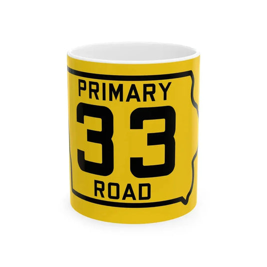 Iowa Primary 33 (Iowa) (Road Sign) White Coffee Mug 11oz - Go Mug Yourself