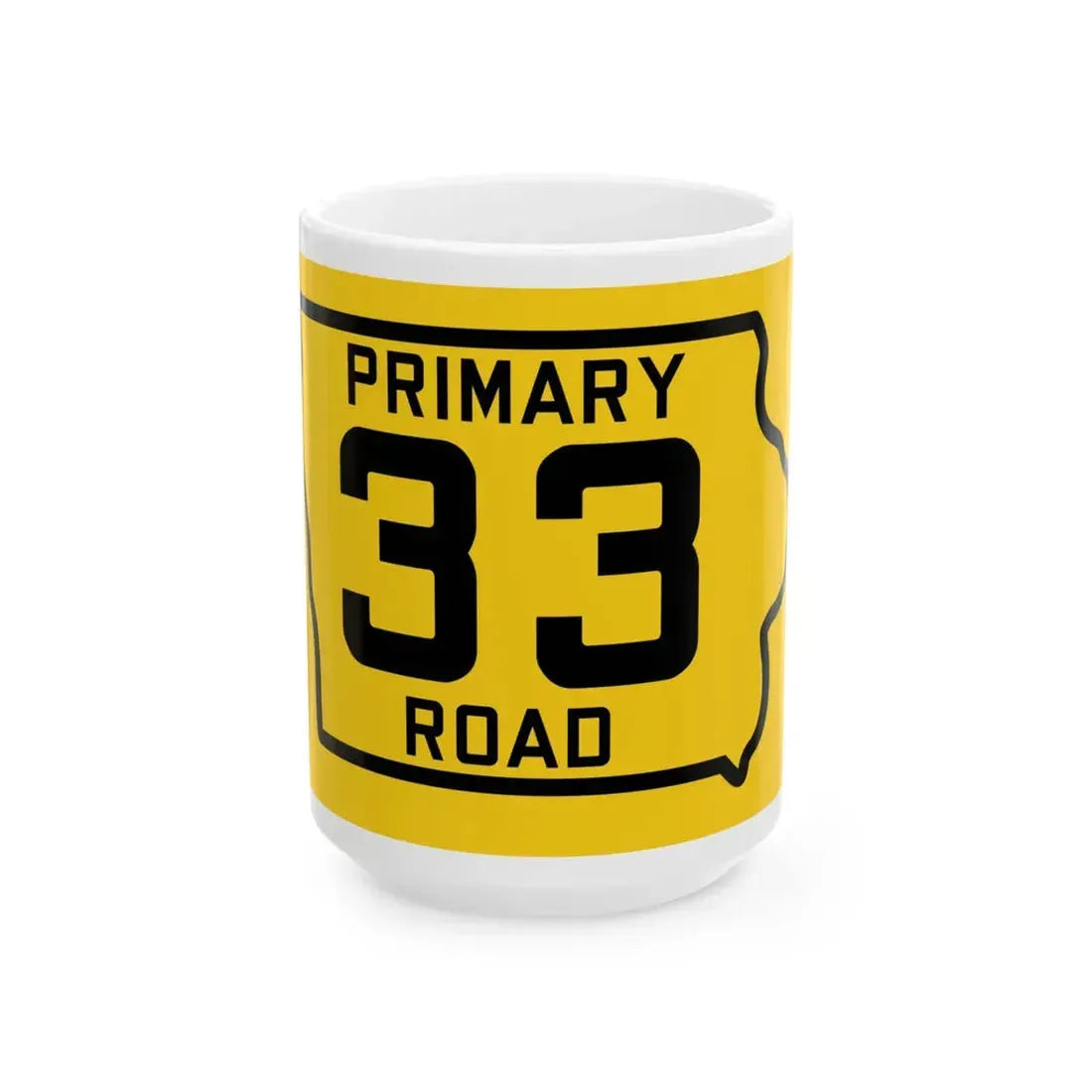 Iowa Primary 33 (Iowa) (Road Sign) White Coffee Mug 15oz - Go Mug Yourself