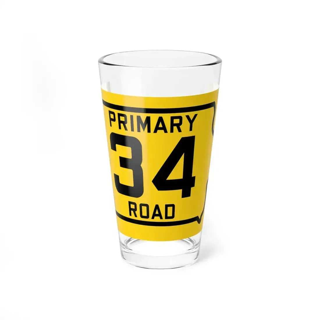 Iowa Primary 34 (Iowa) (Road Sign) Pint Glass 16oz 16oz - Go Mug Yourself