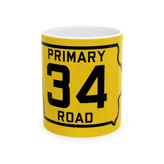 Iowa Primary 34 (Iowa) (Road Sign) White Coffee Mug 11oz - Go Mug Yourself