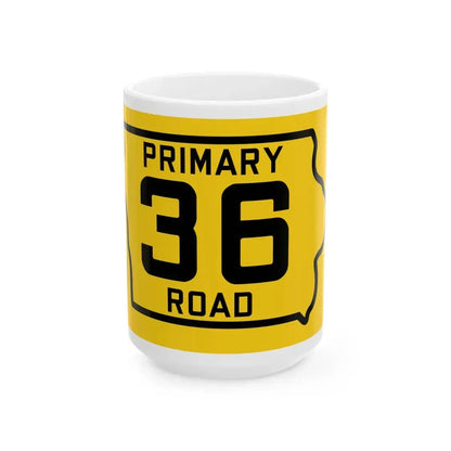 Iowa Primary 36 (Iowa) (Road Sign) White Coffee Mug 15oz - Go Mug Yourself