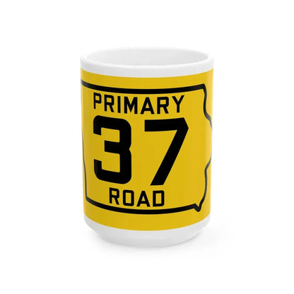 Iowa Primary 37 (Iowa) (Road Sign) White Coffee Mug 15oz - Go Mug Yourself