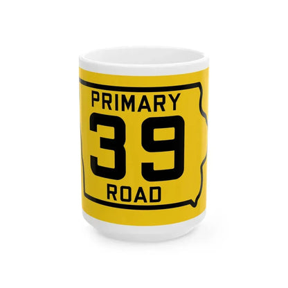 Iowa Primary 39 (Iowa) (Road Sign) White Coffee Mug 15oz - Go Mug Yourself