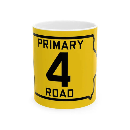 Iowa Primary 4 (Iowa) (Road Sign) White Coffee Mug 11oz - Go Mug Yourself