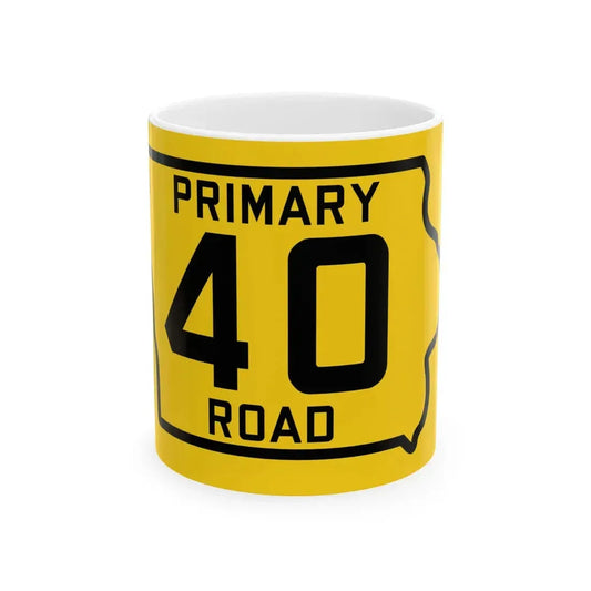 Iowa Primary 40 (Iowa) (Road Sign) White Coffee Mug 11oz - Go Mug Yourself