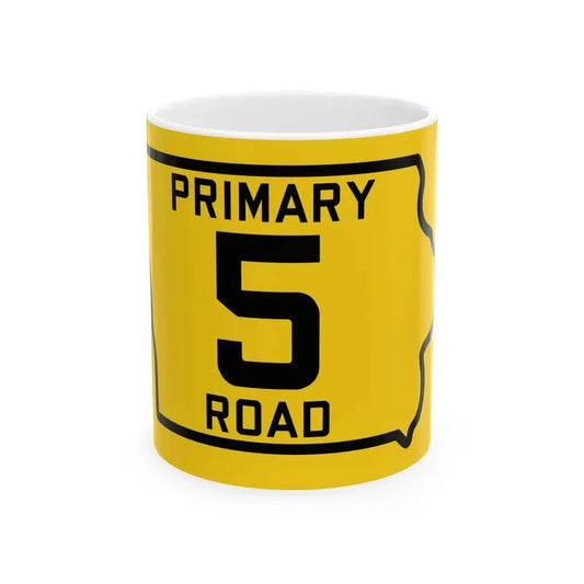 Iowa Primary 5 (Iowa) (Road Sign) White Coffee Mug 11oz - Go Mug Yourself