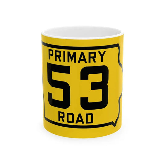 Iowa Primary 53 (Iowa) (Road Sign) White Coffee Mug 11oz - Go Mug Yourself