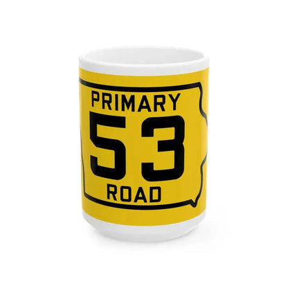 Iowa Primary 53 (Iowa) (Road Sign) White Coffee Mug 15oz - Go Mug Yourself