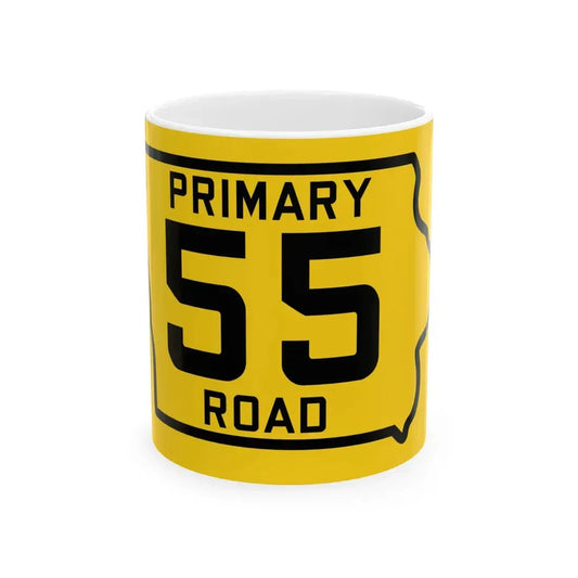 Iowa Primary 55 (Iowa) (Road Sign) White Coffee Mug 11oz - Go Mug Yourself