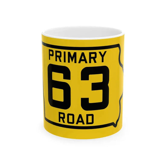 Iowa Primary 63 (Iowa) (Road Sign) White Coffee Mug 11oz - Go Mug Yourself