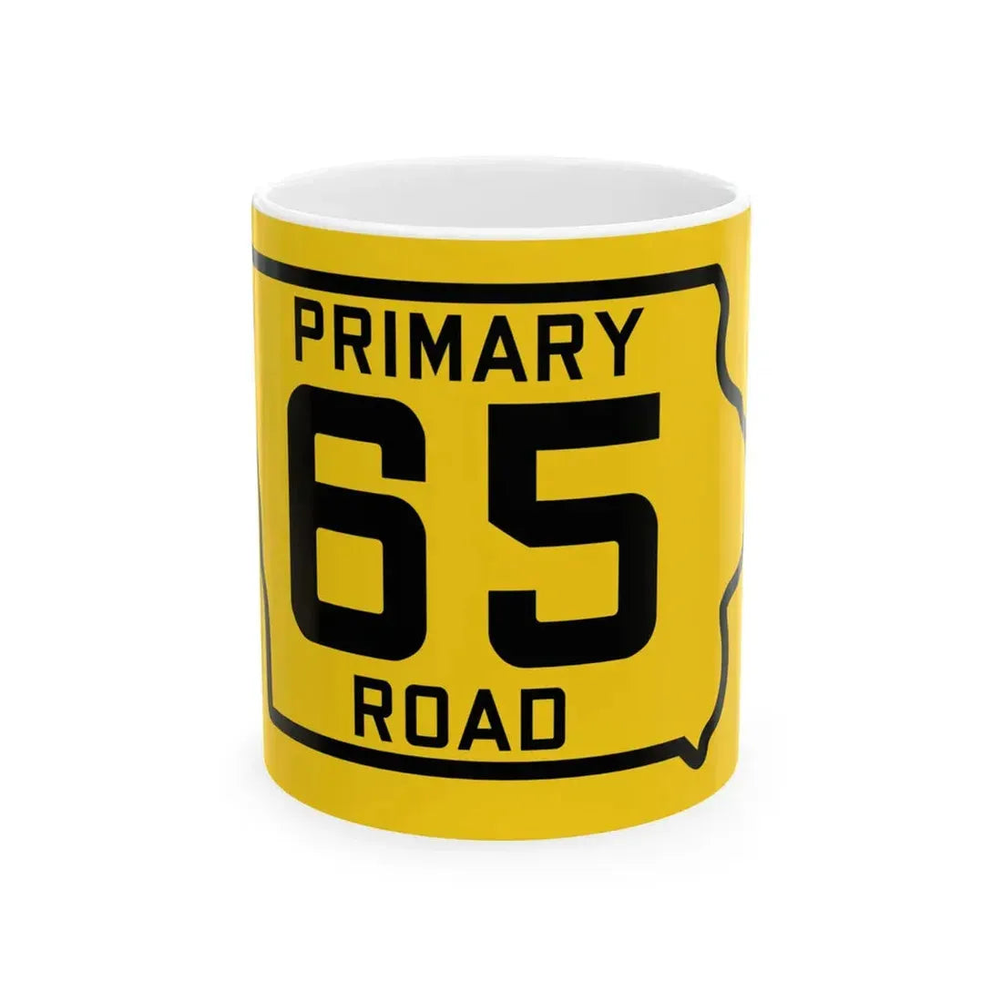 Iowa Primary 65 (Iowa) (Road Sign) White Coffee Mug 11oz - Go Mug Yourself