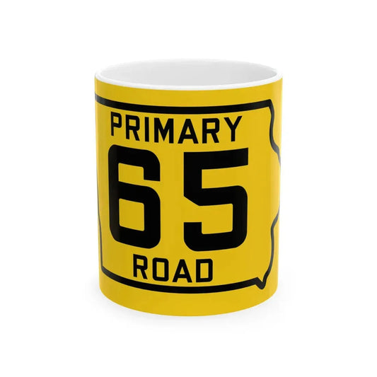 Iowa Primary 65 (Iowa) (Road Sign) White Coffee Mug 11oz - Go Mug Yourself