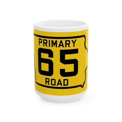 Iowa Primary 65 (Iowa) (Road Sign) White Coffee Mug 15oz - Go Mug Yourself