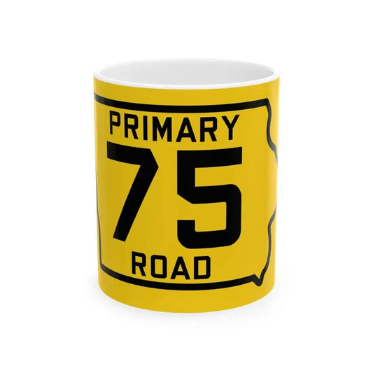 Iowa Primary 75 (Iowa) (Road Sign) White Coffee Mug 11oz - Go Mug Yourself