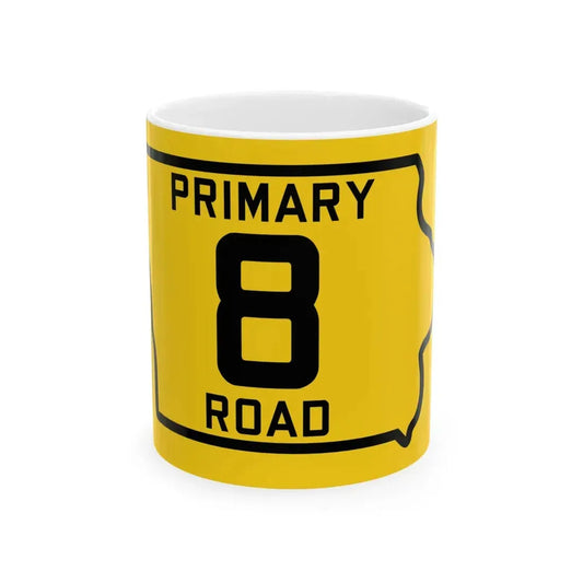 Iowa Primary 8 (Iowa) (Road Sign) White Coffee Mug 11oz - Go Mug Yourself