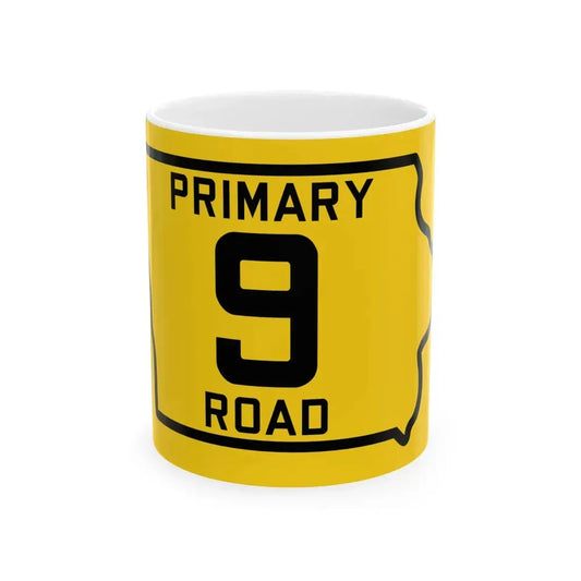 Iowa Primary 9 (Iowa) (Road Sign) White Coffee Mug 11oz - Go Mug Yourself