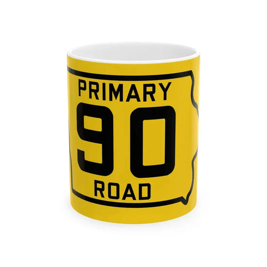 Iowa Primary 90 (Iowa) (Road Sign) White Coffee Mug 11oz - Go Mug Yourself