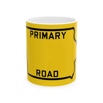 Iowa Primary blank (Iowa) (Road Sign) White Coffee Mug 11oz - Go Mug Yourself