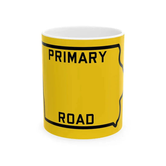 Iowa Primary blank (Iowa) (Road Sign) White Coffee Mug 11oz - Go Mug Yourself