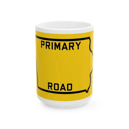 Iowa Primary blank (Iowa) (Road Sign) White Coffee Mug 15oz - Go Mug Yourself