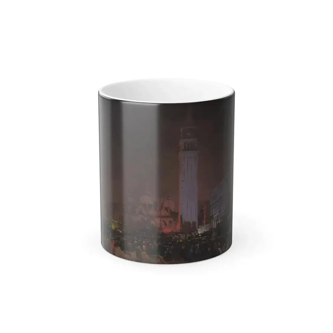 Ippolito Caffi (1809-1866) Carnival night on the Piazza di San Marco, Venice - Oil on Stiffened Card 1860 - Color Changing Mug 11oz 11oz - Go Mug Yourself