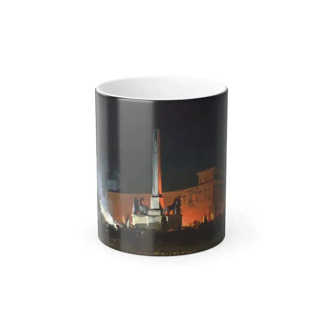 Ippolito Caffi (1809-1866) Nocturnal Celebrations in Via Eugenia at Venice - Oil On Canvas - Color Changing Mug 11oz 11oz - Go Mug Yourself