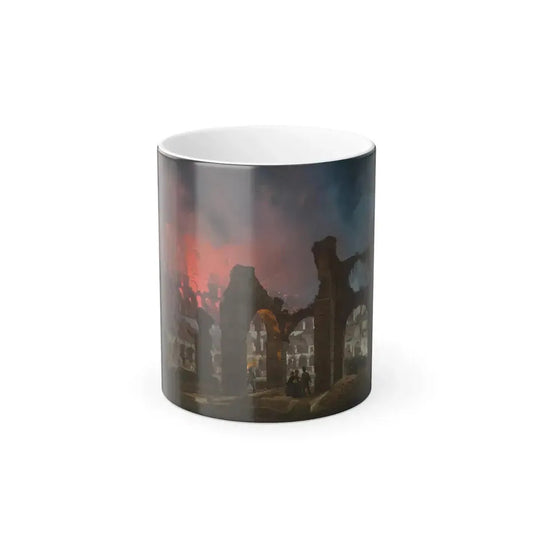Ippolito Caffi (1809-1866) Roma, Colosseo Illuminato a Fuochi di Bengala - Olio su Cartoncino Intelato 1-0 - Color Changing Mug 11oz 11oz - Go Mug Yourself