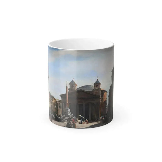 Ippolito Caffi (1809-1866) The Pantheon, Rome - Oil on Paper laid on Canvas c1840 - Color Changing Mug 11oz 11oz - Go Mug Yourself