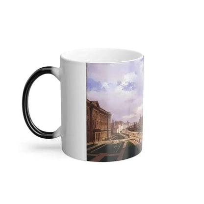 Ippolito Caffi (1809-1866) Veduta del Palazzo del Louvre - Olio su Cartoncino Intelato 1855 - Color Changing Mug 11oz - Go Mug Yourself