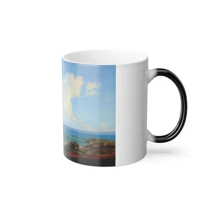 Ippolito Caffi (1809-1866) Veduta di Genoa col Porto - 1853 - Color Changing Mug 11oz - Go Mug Yourself