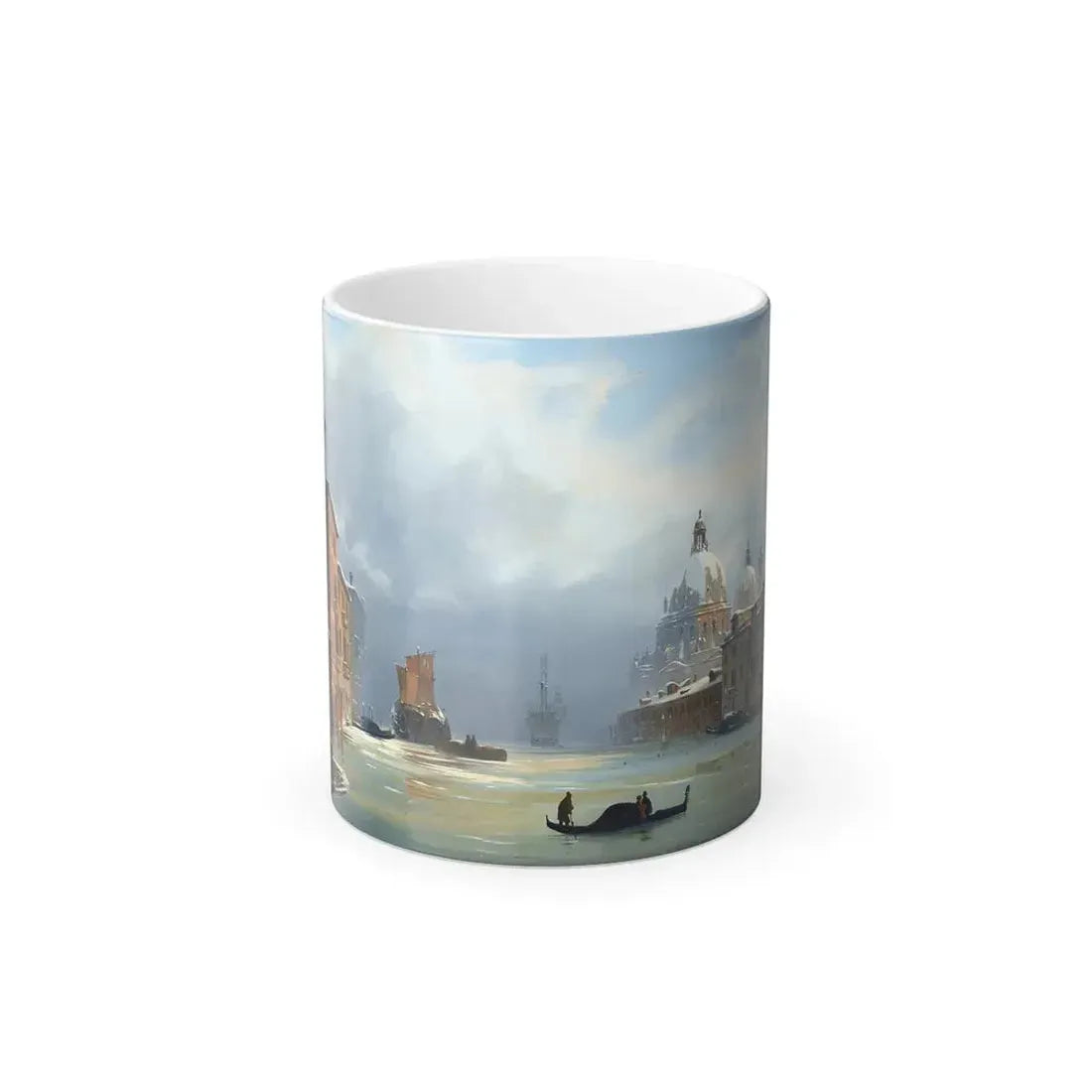 Ippolito Caffi (1809-1866) Venice, A View of the City Under Snow with the Church of the Salute - Oil on -0 - Color Changing Mug 11oz 11oz - Go Mug Yourself