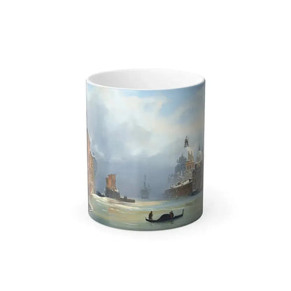 Ippolito Caffi (1809-1866) Venice, A View of the City Under Snow with the Church of the Salute - Oil on -0 - Color Changing Mug 11oz 11oz - Go Mug Yourself