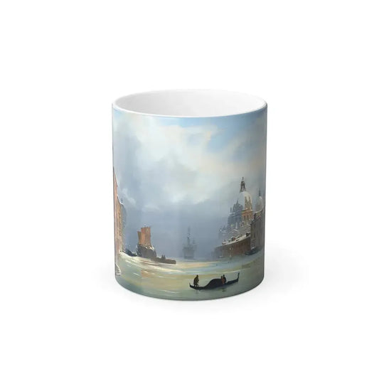 Ippolito Caffi (1809-1866) Venice, A View of the City Under Snow with the Church of the Salute - Oil on -0 - Color Changing Mug 11oz 11oz - Go Mug Yourself