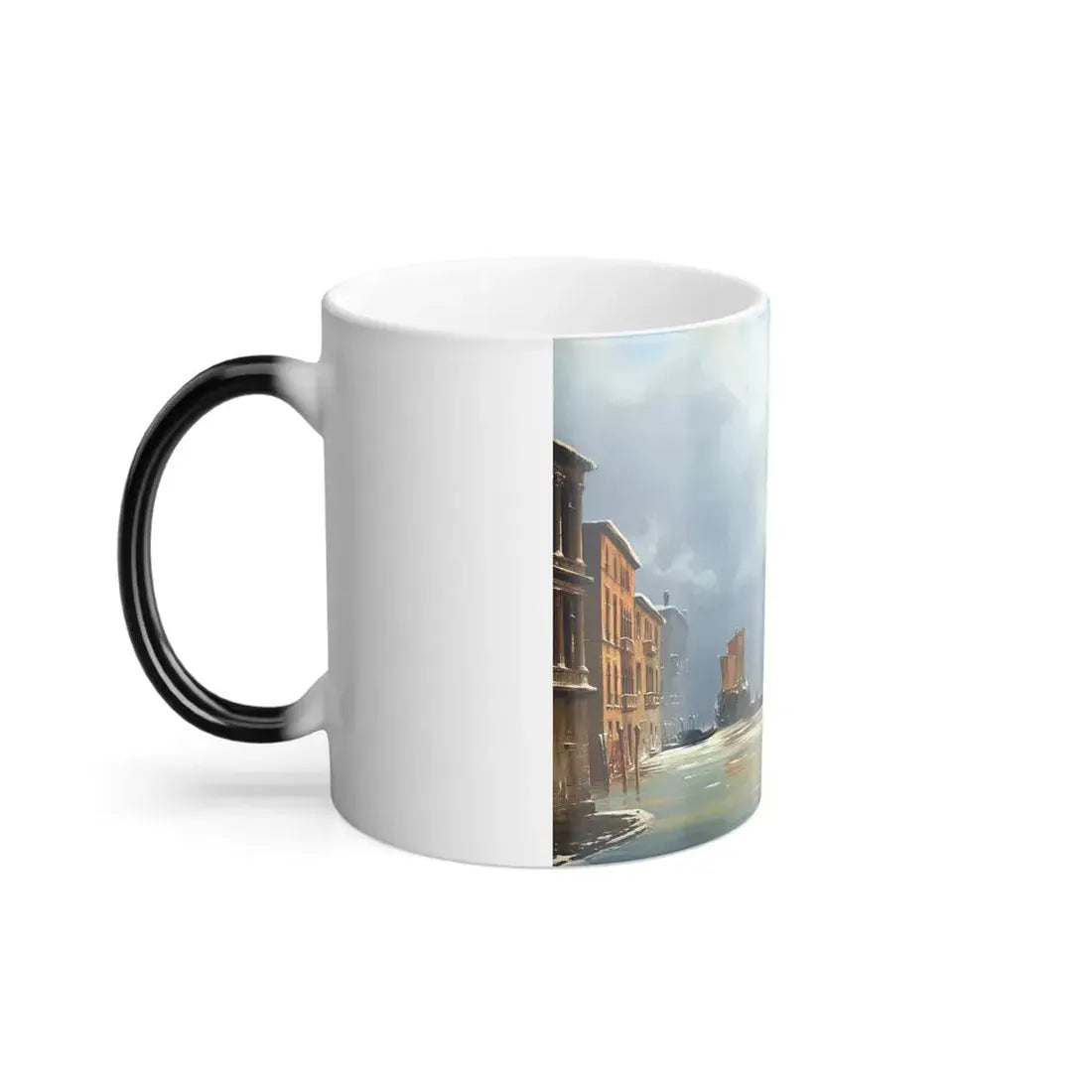Ippolito Caffi (1809-1866) Venice, A View of the City Under Snow with the Church of the Salute - Oil on -0 - Color Changing Mug 11oz - Go Mug Yourself
