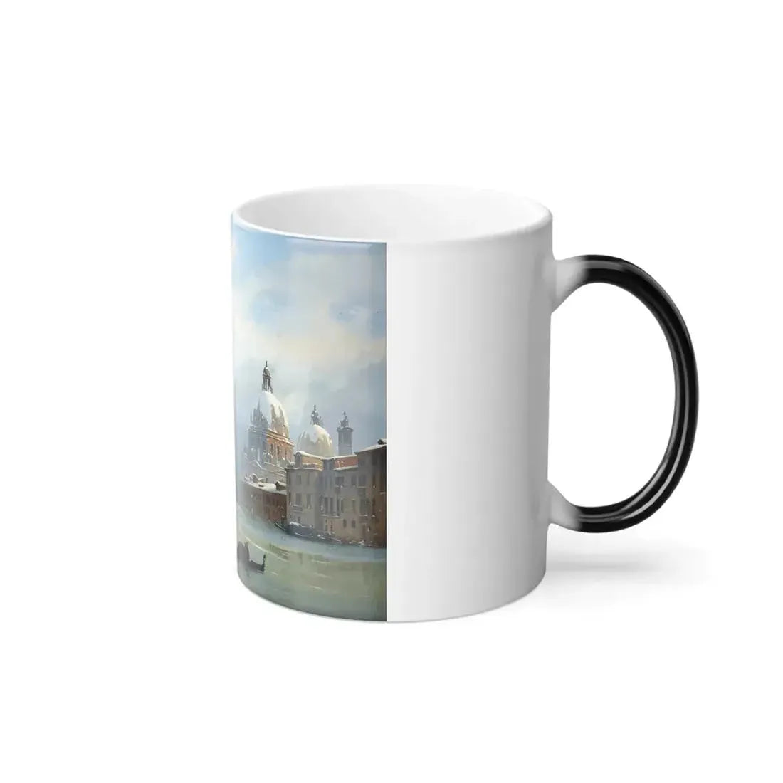 Ippolito Caffi (1809-1866) Venice, A View of the City Under Snow with the Church of the Salute - Oil on -0 - Color Changing Mug 11oz - Go Mug Yourself