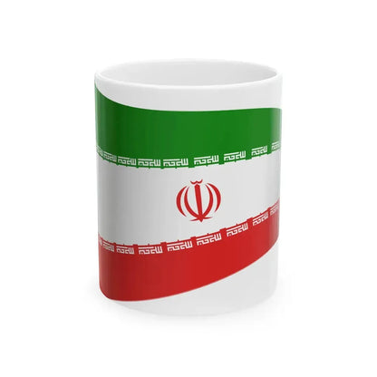 Iran Flag - iconic waving (Iran) White Coffee Mug 11oz - Go Mug Yourself