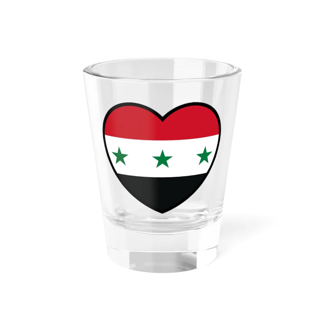 Iraq 1963-1991 and Syria 1963-1972 flag heart (Iraq) Shot Glass 1.5oz 1.5oz - Go Mug Yourself
