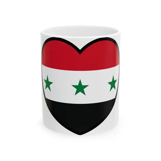 Iraq 1963-1991 and Syria 1963-1972 flag heart (Iraq) White Coffee Mug 11oz - Go Mug Yourself