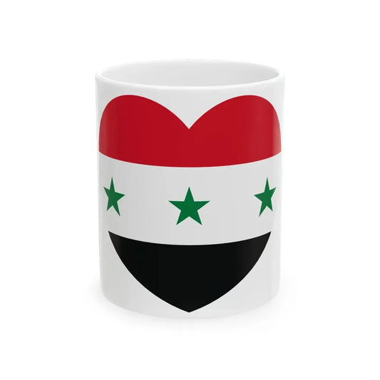 Iraq 1963-1991 and Syria 1963-1972 flag heart white (Iraq) White Coffee Mug 11oz - Go Mug Yourself